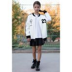 Cansın Mini Ekru Beautifull Yazılı Kolu Şeritli Kız Çocuk Kolej Hırka 21192