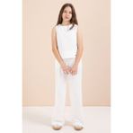 Cansın Mini Ekru Geniş Paça Pantolonlu Kız Çocuk Keten Croplu Takım 23450