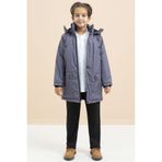 Cansın Mini Füme İçi Kürklü Çıtçıtlı Cepli Uzun Kesim Erkek Çocuk Kapüşonlu Şişme Mont 21449