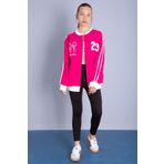 Cansın Mini Fuşya Beautifull Yazılı Kolu Şeritli Kız Çocuk Kolej Hırka 21194