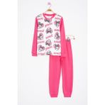 Cansın Mini Fuşya Kalpli Yazı Desenli Kız Çocuk Pijama Takımı 23260 - 8 - 9 Yaş