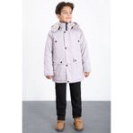 Cansın Mini Gri İçi Kürklü Çıkarılabilir Kapüşonlu Basic Erkek Çocuk Şişme Mont 21437