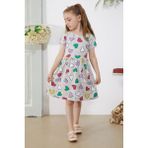Cansın Mini Gri Kalp Baskılı Kısa Kollu Kız Çocuk Elbise 18780 - 2 - 3 Yaş
