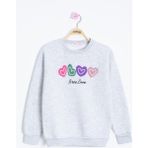 Cansın Mini Gri Kalp Nakışlı Bisiklet Yaka Kız Çocuk Şardonlu Sweatshirt 23252 - 3 - 4 Yaş