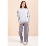 Cansın Mini Gri Şerit Detaylı Geniş Paça Nakışlı Kız Oversize Eşofman Takımı 23453