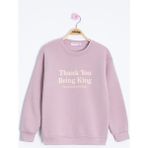 Cansın Mini Gül Kurusu Yazı Baskılı Bisiklet Yaka Kız Çocuk Şardonlu Sweatshirt 23259 - 5 - 6 Yaş