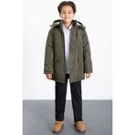 Cansın Mini Haki İçi Kürklü Çıkarılabilir Kapüşonlu Basic Erkek Çocuk Şişme Mont 21438