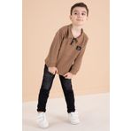 Cansın Mini Kahve Fermuar Yakalı Sweatshirt ve Jean Pantolonlu Erkek Çocuk Takım 20108