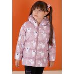 Cansın Mini Kız Bebek Sevimli Tavşan Desenli Kapşonlu Şişme Mont 1-5 Yaş 19493