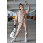 Cansın Mini Kız Çocuk Bej Basic Kapüşonlu Takım 17146 - 12 - 13 Yaş