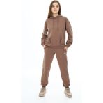 Cansın Mini Kız Çocuk Kahverengi Basic Kapüşonlu Takım 18901 - 10 - 11 Yaş