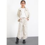 Cansın Mini Krem Çift Düğme Detay Gömlekli Pantolonlu Kız Çocuk Gabardin Takım 23541 - 11 - 12 Yaş