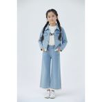 Cansın Mini Mavi Dantel Detaylı Jean Ceketli ve Pantolonlu Kız Çocuk 3lü Takım 23499 - 3 - 4 Yaş