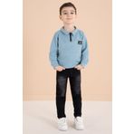 Cansın Mini Mavi Fermuar Yakalı Sweatshirt ve Jean Pantolonlu Erkek Çocuk Takım 20111