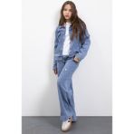 Cansın Mini Mavi Kalp Desenli Düğmeli Ceketli Pantolonlu Kız Çocuk Jean Takım 23475 - 5 - 6 Yaş