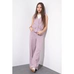 Cansın Mini Pembe Cepli Keten Yelekli Yüksek Bel Pantolonlu Kız Çocuk Alt Üst Takım 23545 - 8 - 9 Yaş