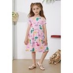 Cansın Mini Pembe Kuğu Baskılı Kısa Kollu Kız Çocuk Yazlık Elbise 18791 - 2 - 3 Yaş