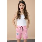 Cansın Mini Pembe Patili Cute Baskılı Kız Çocuk Beli Lastikli Şort 20759