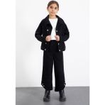 Cansın Mini Siyah Çift Düğme Detay Gömlekli Pantolonlu Kız Çocuk Gabardin Takım 23539 - 8 - 9 Yaş