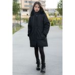 Cansın Mini Siyah Çıtçıtlı Cepli Esnek Bel İçi Kürklü Kız Çocuk Kapüşonlu Mont 21301