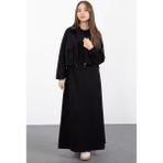 Cansın Mini Siyah Fermuarlı Crop Ceketli Sıfır Kol Kız Çocuk Elbise Takımı 23409 - 10 - 11 Yaş