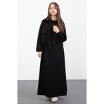 Cansın Mini Siyah Fermuarlı Crop Ceketli Sıfır Kol Kız Çocuk Elbise Takımı 23409