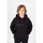 Cansın Mini Siyah Göğüs Yazılı Kanguru Cepli Kapüşonlu Erkek Çocuk Sweatshirt 19339