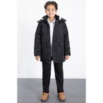 Cansın Mini Siyah İçi Kürklü Çıkarılabilir Kapüşonlu Basic Erkek Çocuk Şişme Mont 21439