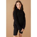 Cansın Mini Siyah Kabartmalı Yazılı Kapüşonlu Kız Çocuk Sweatshirt 19303 - 14 - 15 Yaş