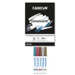Canson Graduate A4 Siyah Blok 120 Gr 20 Yp Giotto Decor Metalik Keçeli Kalem 5 Renk
