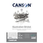 CANSON Illustration Bristol, ekstra düz, saten kağıt, 250 g/m², kısa tarafı yapıştırılmış blok, DIN A3, 29,7 x 42 cm, ekstra beyaz, 20 yaprak