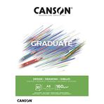 CANSON Mezun Beyaz Çizim 160 gsm A5 Kağıt, Hafif Taneli, Tampon Yapıştırılmış Kısa Taraf, 30 Parlak Beyaz Çarşaf, Öğrenci Sanatçılar için İdeal