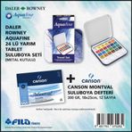 Canson Montval 300 gr 18x25 cm 12 Sayfa Sulu Boya Defteri ve Daler Rowney 24'lü Metal Kutu Sulu Boya