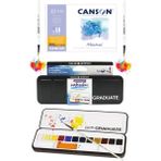Canson Montval Suluboya Defteri (18X25CM) 300GR Daler Rowney Graduate Suluboya Seti 12 Renk