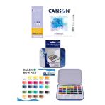 Canson Montval Suluboya Defteri (24X32CM) 300GR Aquafine Tablet 1/2 Suluboya Travel Set 24