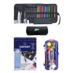 Canson Resim Defteri Mix Media A5 200 Gr Faber Giotto Suluboya 23 Mm 12'Li Rulo Çantalı Set
