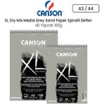 Canson Xl Dry Mix Media Grey Sand Paper 40 Yaprak 160 gr Spiralli Defter