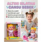 Cansu Bebek: Altını Islatan Renkli Saçlı 4 Parçalı Biberonlu Emzikli Lazımlıklı Oyuncak Bebek Seti