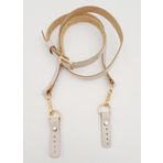 Çanta Aksesuar 130X1.5 cm Bej Gerçek Deri Light Gold Tokalı Çanta Sapı