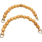 Çanta Aksesuar 21 Cm Açık Renk Ahşap Boncuklu Çift Çanta Sapı (Light Gold Metalli)