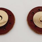 Çanta Aksesuar Gerçek Derili Mıknatıslı Çıtçıt Kızıl Kahve Light Gold Metalli