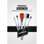 Çanta Boy Çok Amaçlı Makyaj Fırça Seti Brush Set (Gray) (5Adet)