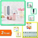Çanta İçi Saklama Kutusu - Diş Fırçası Makyaj Kutusu + Kapaklı Haftalık İlaç Kutusu - 2li Set Y9W4Q8