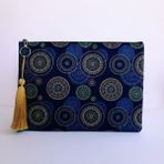 Çanta Tasarımcısı Clutch Çanta Otantik Mavi Desen - Antrasit - Mavi