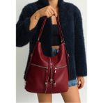 Çanta Trend Yumuşak Suni Deri Vişne El Omuz ve Sırt Kullanımına Uygun Kadın Çanta 34*39 cm - 34 x 39 cm - Bordo