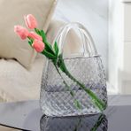Çanta Vazo Cam Çiçek Vazosu Dekoratif Antrasit Vazo Büyük Boy Oval Model 1,5kg Glass Bag Vase