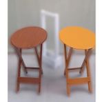 Çanta Zigon Sehpa 90118 Oval Model 2Li Takım Mdf Hardal-Ceviz Renk Uyum El Yapım