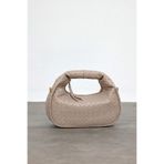 Çantacımstore Kadın Mini Clutch Örgülü El Çantası Vizon
