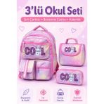 Çantaland 3’lü Okul Çantası Seti, Isı Yalıtımlı Beslenme Çantası ve Çift Bölmeli Kalemlik - Sırt Çantası - Pembe - Yükseklik: 42 cm, Genişlik 30cm, Taban Derinliği 20 cm