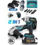 Çantalı 2li Süperturbo Bl Motor Şarjlı Taşlama Spiral Şarjlı Somun Sıkma Sökme Setli 58VF 2000AH